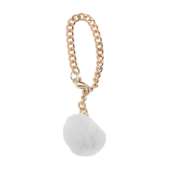 Unique Bargains 1 Pc Furry Ball Cup Chain Water Cup Pendant White Alloy Imitation Rabbit Fur
