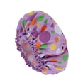 thumbnail image 1 of Unique Bargains 1 Pc Geometric Double Layer Shower Cap for Bathroom Purple EVA Polyester, 1 of 6