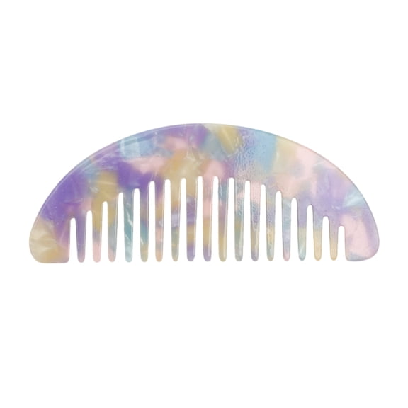 Unique Bargains 1 Pc Geometric Semicircle Wide Tooth Comb Purple Acetate Sheet