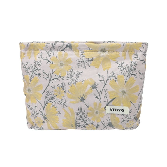 Unique Bargains 1 Pc Gesang Flower Drawstring Makeup Bag for Vacation Business Travel Polyester yellow
