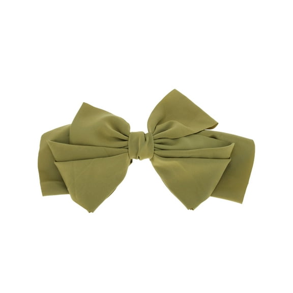 Unique Bargains 1 Pc Grace Bow Ribbon French Barrette Hair Clips for Home Green