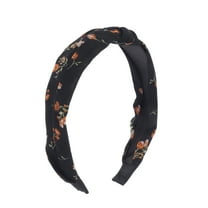 Unique Bargains 1 Pc Grace Floral Pattern Wide Cross Knot Headbands for Women Black