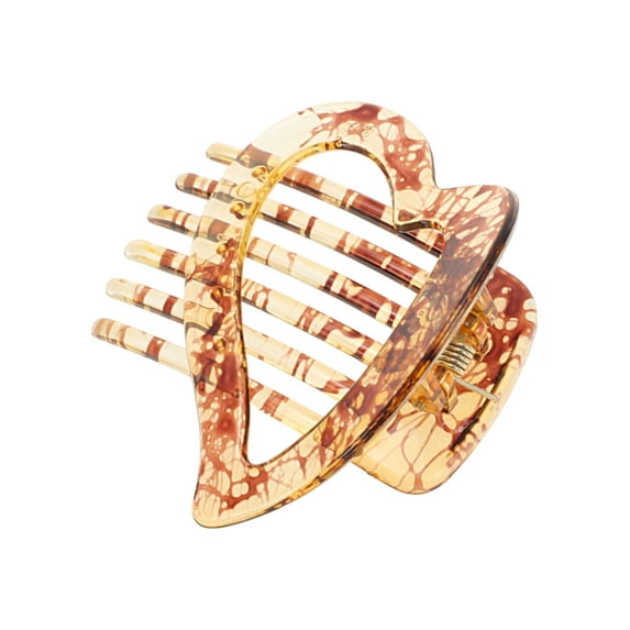 Unique Bargains 1 Pc Grace Heart-Shaped Hollow Hair Clips Hairdo Clip Light Brown