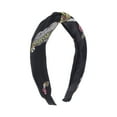 thumbnail image 1 of Unique Bargains 1 Pc Grace Little Man Pattern Wide Cross Knot Headbands for Women Black, 1 of 6
