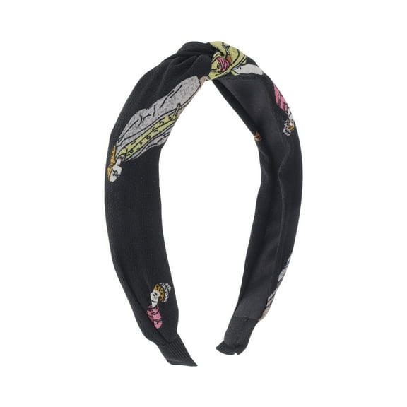 Unique Bargains 1 Pc Grace Little Man Pattern Wide Cross Knot Headbands for Women Black