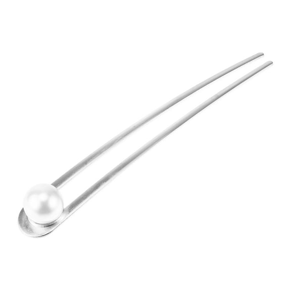 Unique Bargains 1 Pc Grace Pearl U-shaped Hair Pins Hair Clips for Girls 5.79"x0.79"x0.75" Silver Tone