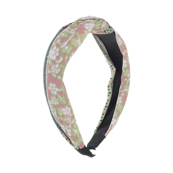 Unique Bargains 1 Pc Grace Porcelain Pattern Wide Cross Knot Headbands for Women Pink