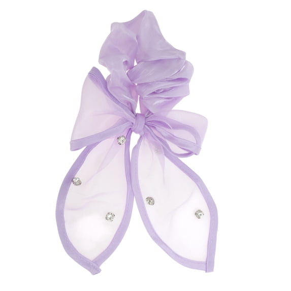 Unique Bargains 1 Pc Grace Rhinestones Bow Scrunchie Hair Elastic Band Purple