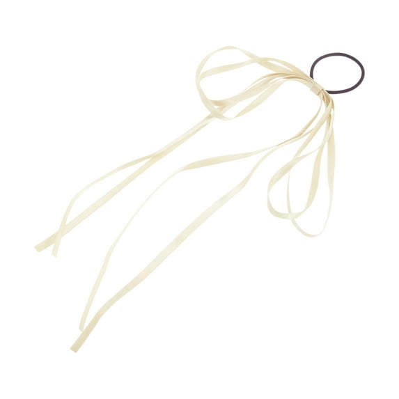 Unique Bargains 1 Pc Grace Solid Bow Long Ribbon Hair Elastic Band White
