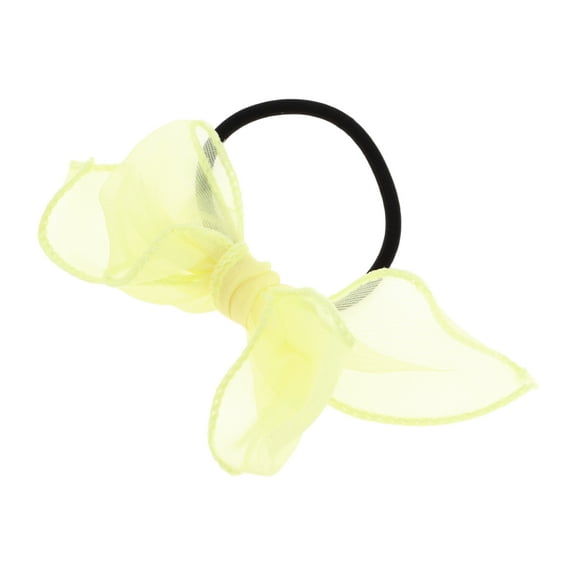 Unique Bargains 1 Pc Grace Solid Bow Ribbon Hair Elastic Band Yellow