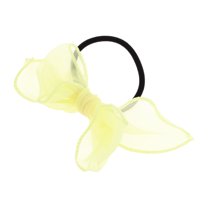 Unique Bargains 1 Pc Grace Solid Bow Ribbon Hair Elastic Band Yellow