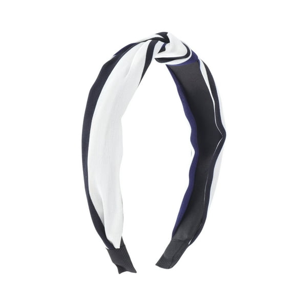 Unique Bargains 1 Pc Grace Stripe Pattern Wide Cross Knot Headbands for Women Navy Blue White Black