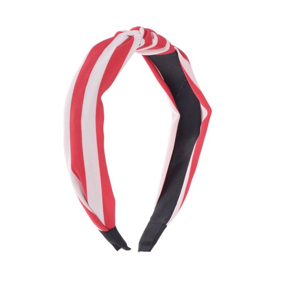 Unique Bargains 1 Pc Grace Stripe Pattern Wide Cross Knot Headbands for Women White Red