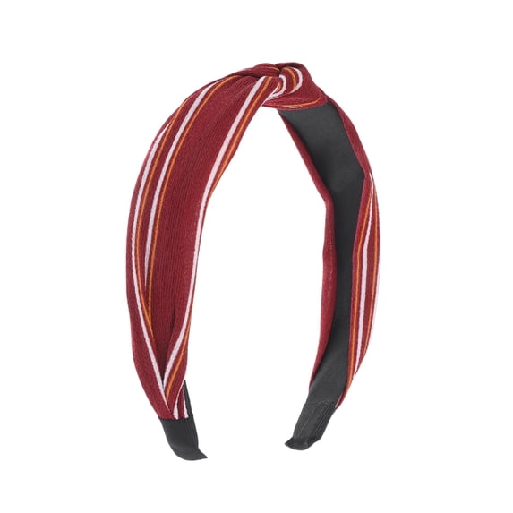 Unique Bargains 1 Pc Grace Stripe Pattern Wide Cross Knot Headbands for Women Wine Red