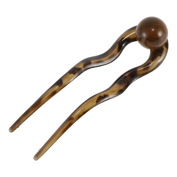 Unique Bargains 1 Pc Grace U-shaped Hair Pins Hairdo Clip for Women 5.12"x1.42"x0.59" Coffee Color