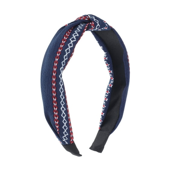 Unique Bargains 1 Pc Grace Wide Cross Knot Headbands for Women Navy Blue