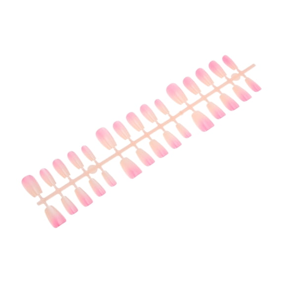 Unique Bargains 1 Pc Gradient Short Coffin Fake Nails Rose Red Skin Color