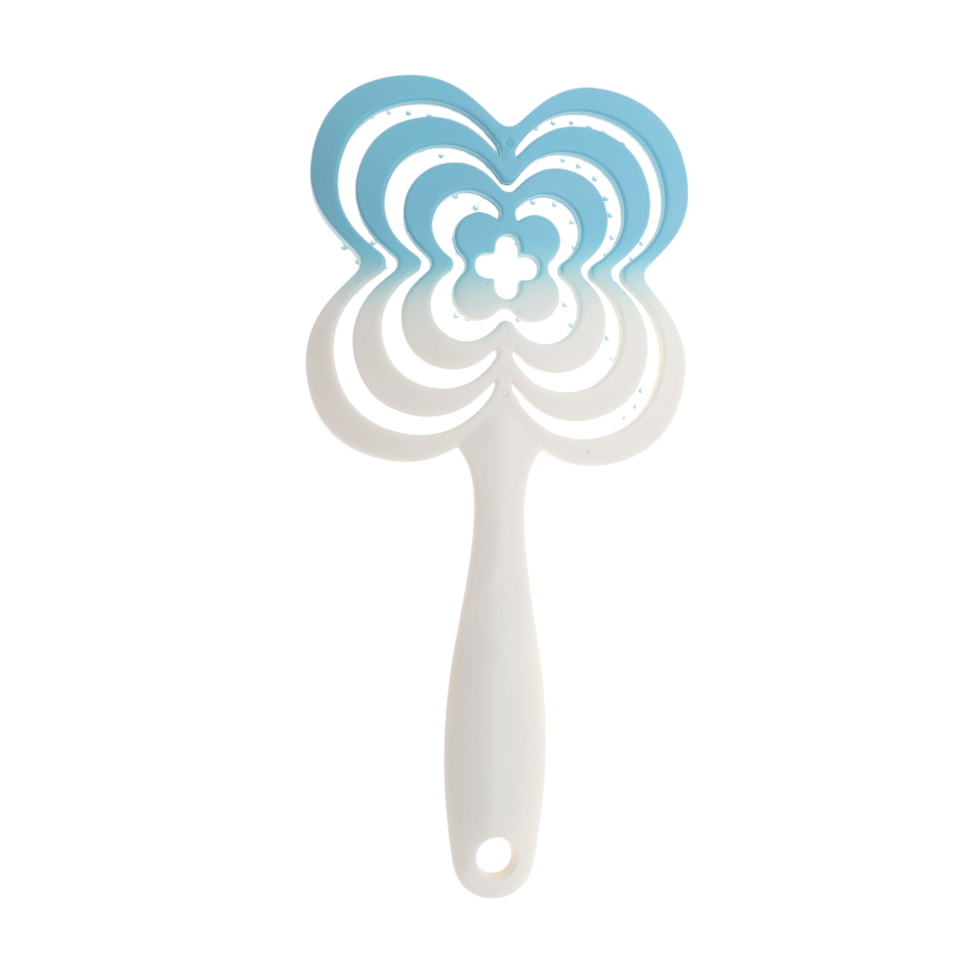 Unique Bargains 1 Pc Gradual Four-leaf Clovers Hollow Comb Hair Brush Blue