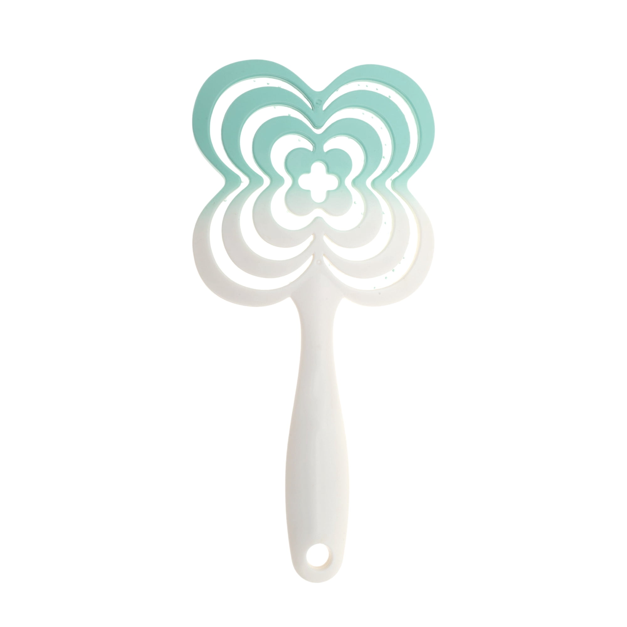 Unique Bargains 1 Pc Gradual Four-leaf Clovers Hollow Comb Hair Brush Green
