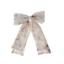 Unique Bargains 1 Pc Hair Barrettes Fashion Ink Wash Print Bow Hair Clip Purple