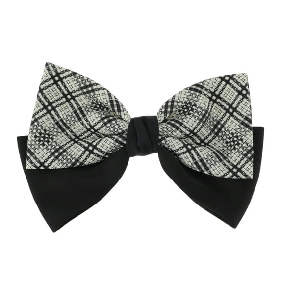 Unique Bargains 1 Pc Hair Barrettes Fashion Plaid Bow Hair Clip Black White
