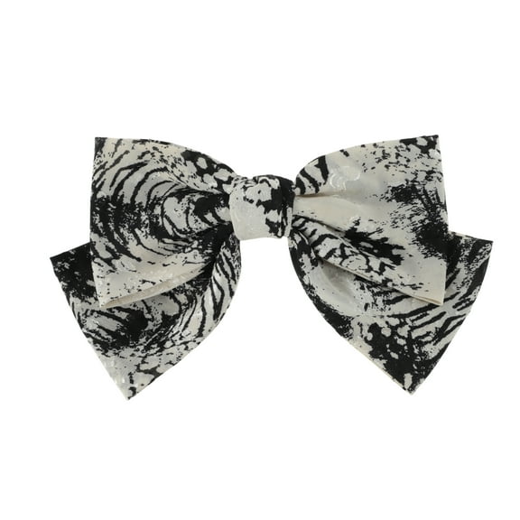 Unique Bargains 1 Pc Hair Barrettes Fashion Watercolor Print Bow Hair Clip Black White