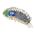 thumbnail image 1 of Unique Bargains 1 Pc Hair Barrettes Feather Hair Clips Gold Tone Blue Green, 1 of 5