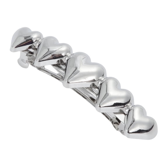 Unique Bargains 1 Pc Hair Barrettes Glossy Heart Hair Clips Silver Tone White