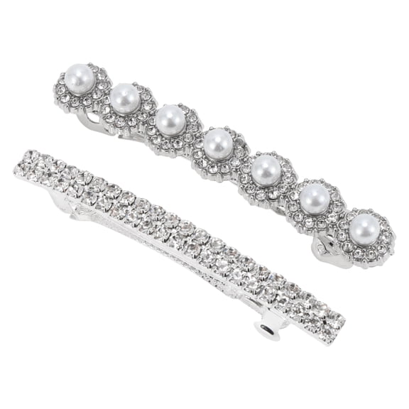 Unique Bargains 1 Pc Hair Barrettes Grace Crystal Set Style 1 Barrette Clip Silver Tone