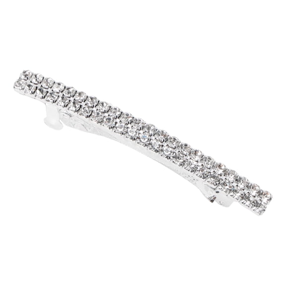 Unique Bargains 1 Pc Hair Barrettes Grace Crystal Spring Clip Hairpin 2-Row Barrette Clip Silver Tone