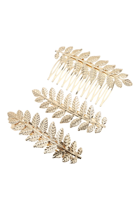 1 Pc Hair Barrettes Grace Leaf Pattern Set Barrette Clip Gold Tone