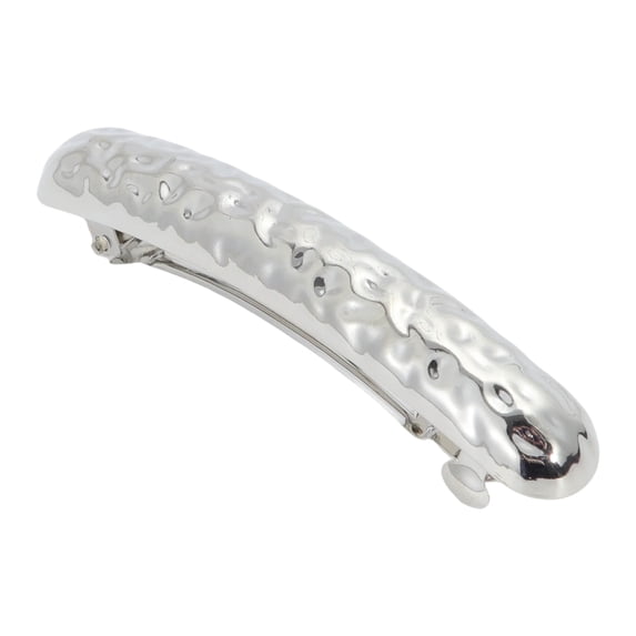 Unique Bargains 1 Pc Hair Barrettes Texture Hair Clips Silver Tone White