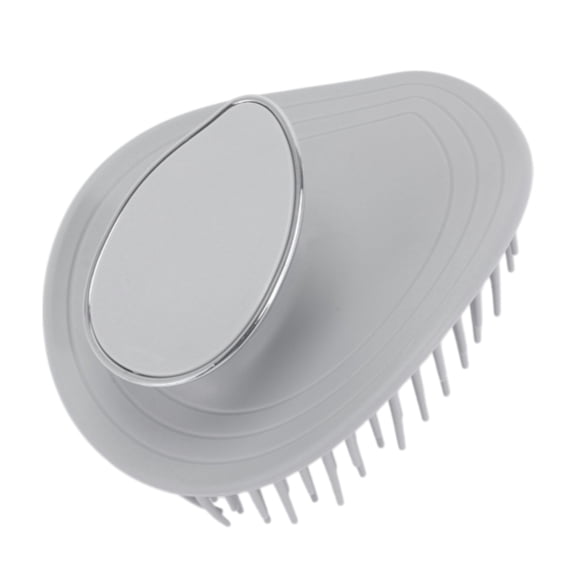 Unique Bargains 1 Pc Hair Brush Leaf Shape Scalp Scrubber Light Gray
