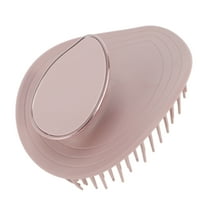 Unique Bargains 1 Pc Hair Brush Leaf Shape Scalp Scrubber Pink