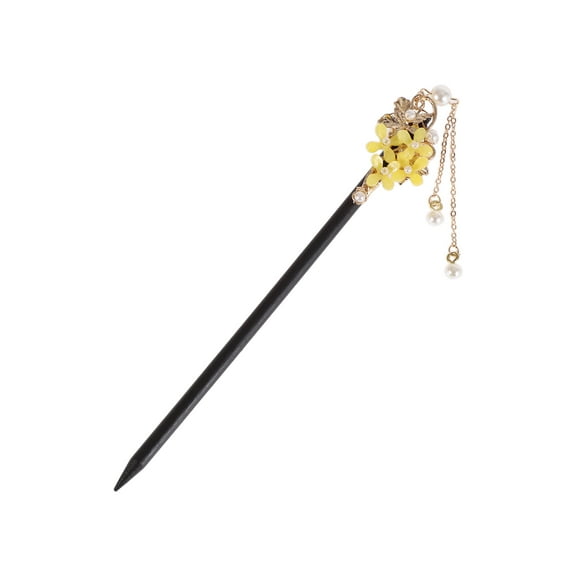 Unique Bargains 1 Pc Hair Chopstick Classic Osmanthus Hair Hairpin Black Yellow