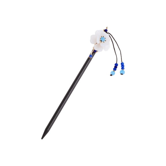 Unique Bargains 1 Pc Hair Chopstick Classic Tassel Hair Hairpin Black White Blue