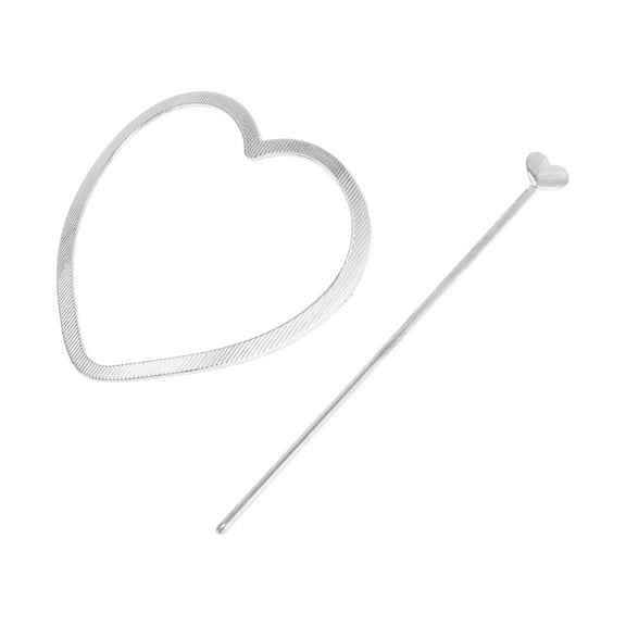 Unique Bargains 1 Pc Hair Chopstick Heart Hair Hairpin for Women Silver Tone