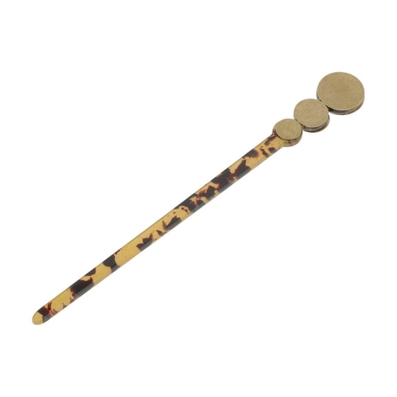 Unique Bargains 1 Pc Hair Chopstick Leopard Three Circles Hair Hairpin for Women Brown Yellow