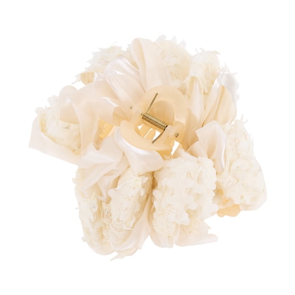 Unique Bargains 1 Pc Hair Clip Bow Pattern Claw Clip 5.12"x1.57"x2.36" Beige