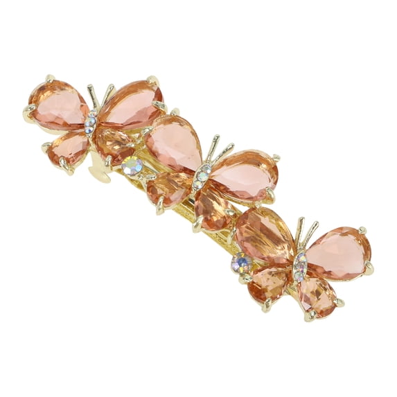 Unique Bargains 1 Pc Hair Clip Crystal Zircon Butterfly Champagne
