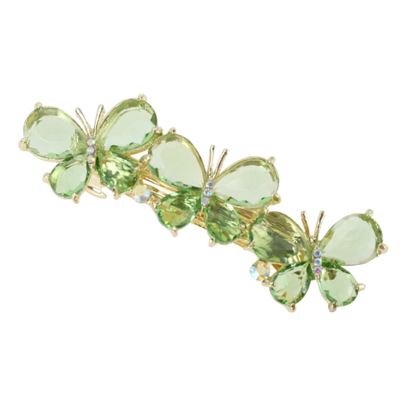 Unique Bargains 1 Pc Hair Clip Crystal Zircon Butterfly Green
