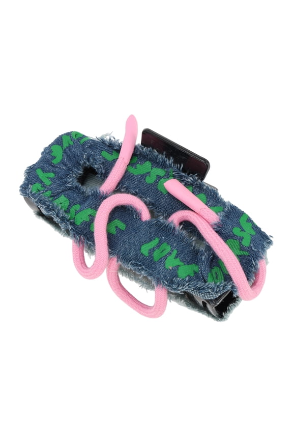 1 Pc Hair Clip Denim Patterns Claw Clip 5.12"x1.97"x2.76" Dark Blue Light Blue Pink Green