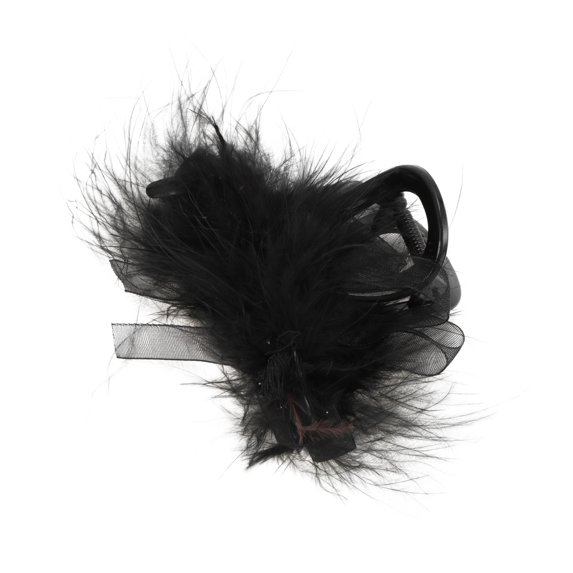 Unique Bargains 1 Pc Hair Clip Feather Pattern Claw Clip 3.15"x1.77"x2.17" Black