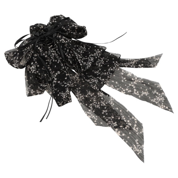Unique Bargains 1 Pc Hair Clip Floral Bow Pattern Claw Clip 7.87"x1.77"x12.20" Black White