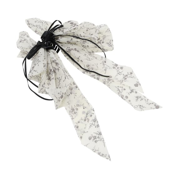 Unique Bargains 1 Pc Hair Clip Floral Bow Pattern Claw Clip 7.87"x1.77"x12.20" White Blue