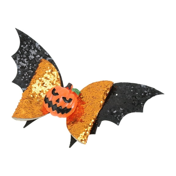 Unique Bargains 1 Pc Hair Clip Halloween Bat Wing Hair Clips for Women Black Orange