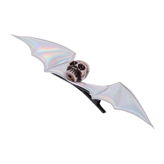 Unique Bargains 1 Pc Hair Clip Halloween Bat Wing Skull Hair Clips for Women Silver Tone