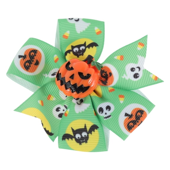 Unique Bargains 1 Pc Hair Clip Halloween Bow Pumpkin Hair Clips for Women Light Green
