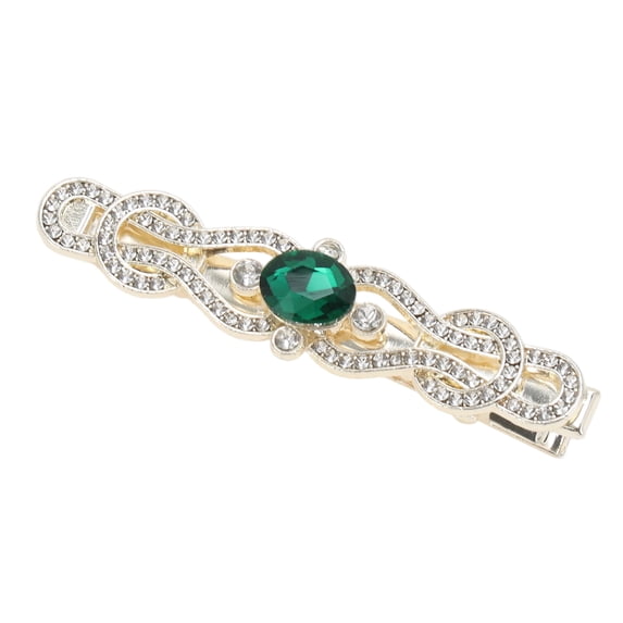 Unique Bargains 1 Pc Hair Clip Rhinestones Hair Clips Green