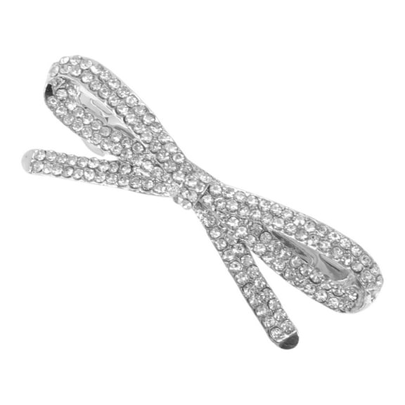 Unique Bargains 1 Pc Hair Clips Cute Rhinestone Bow Spring Clip Hairdo Clip Gold Tone Transparent